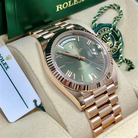 rolex presidential rose gold green|rose gold presidential rolex price.